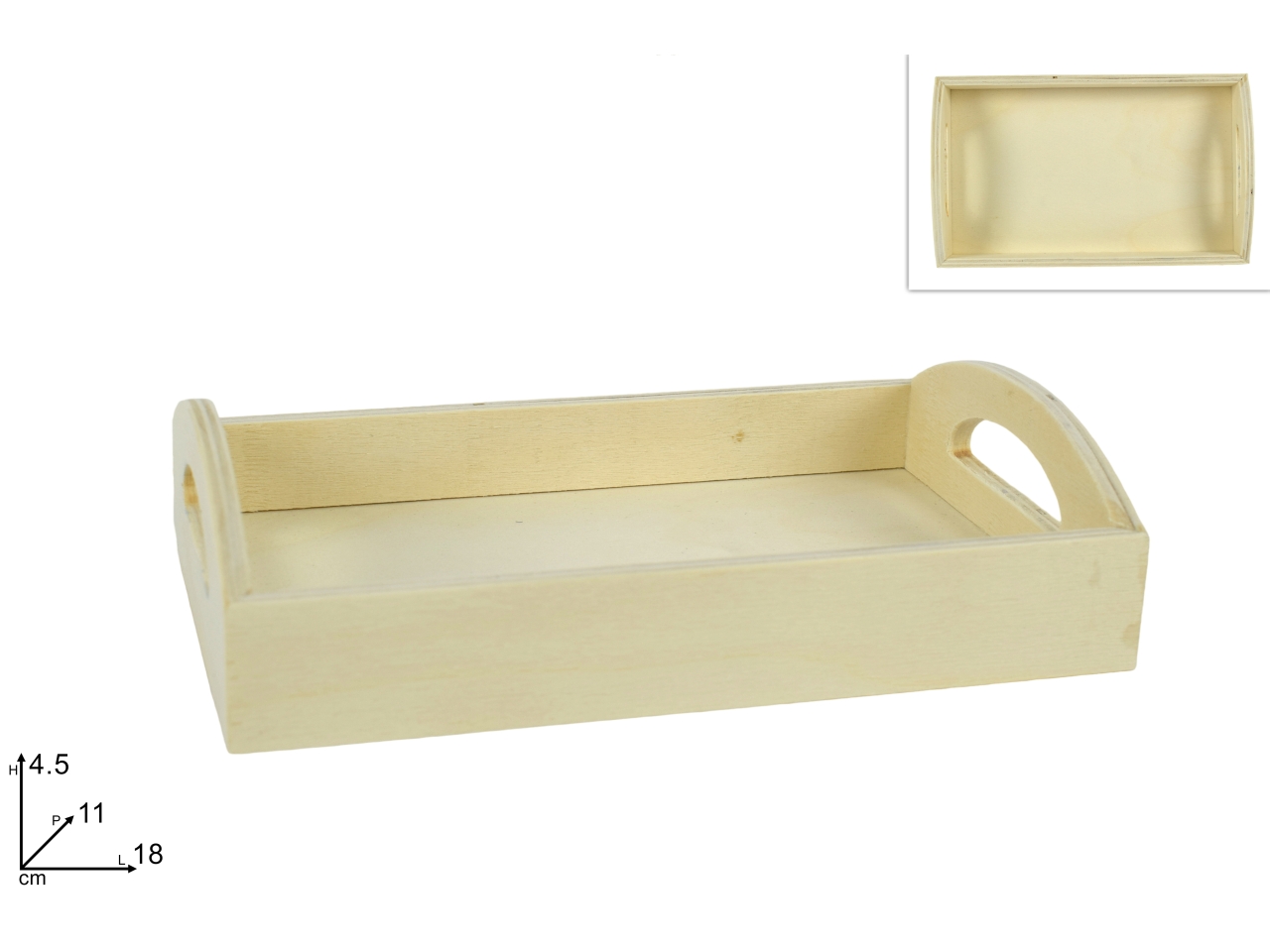 VASSOIO LEGNO 11X18CM C/BORDI TONDI DEV17006421