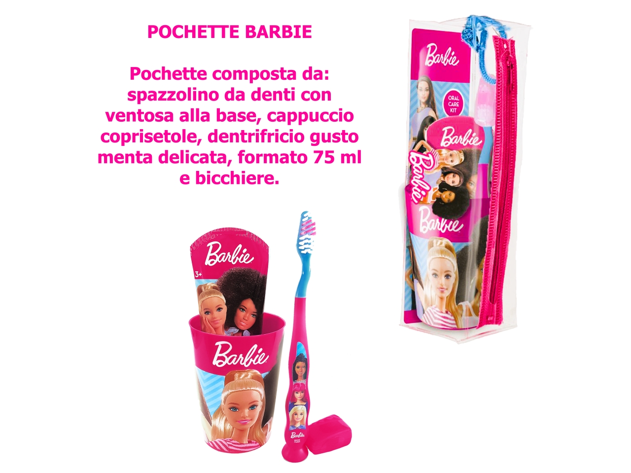 BARBIE POCHETTE BICCHIERE SPAZZ. DENT.75ML RBPO014