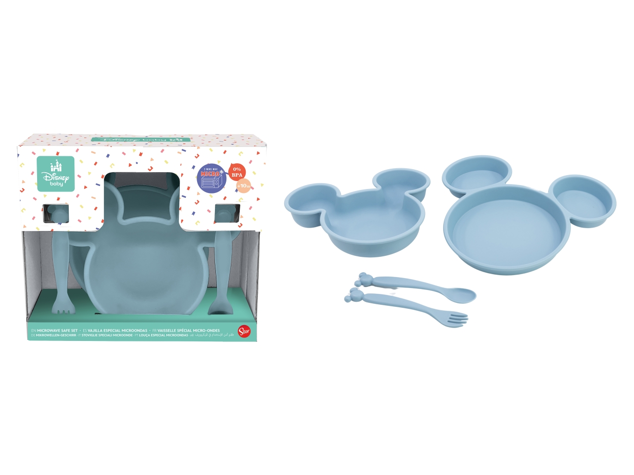 MICKEY SET 4PZ PIATTI + POSATE IN PLASTICA ST10496 MICKEY SET 4PZ PIATTI + POSATE IN PLASTICA ST10496