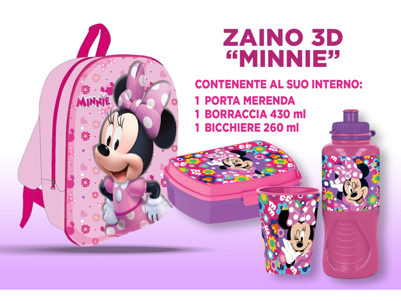 MINNIE ZAINETTO 3D 30CM C/ACCESSORI VP1387MN