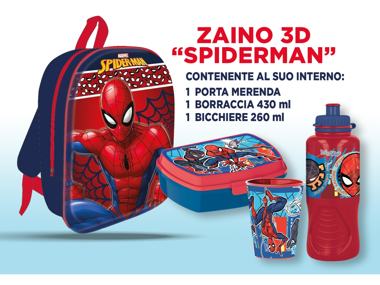 SPIDERMAN ZAINETTO 3D 30CM C/ACCESSORI VP0847SP
