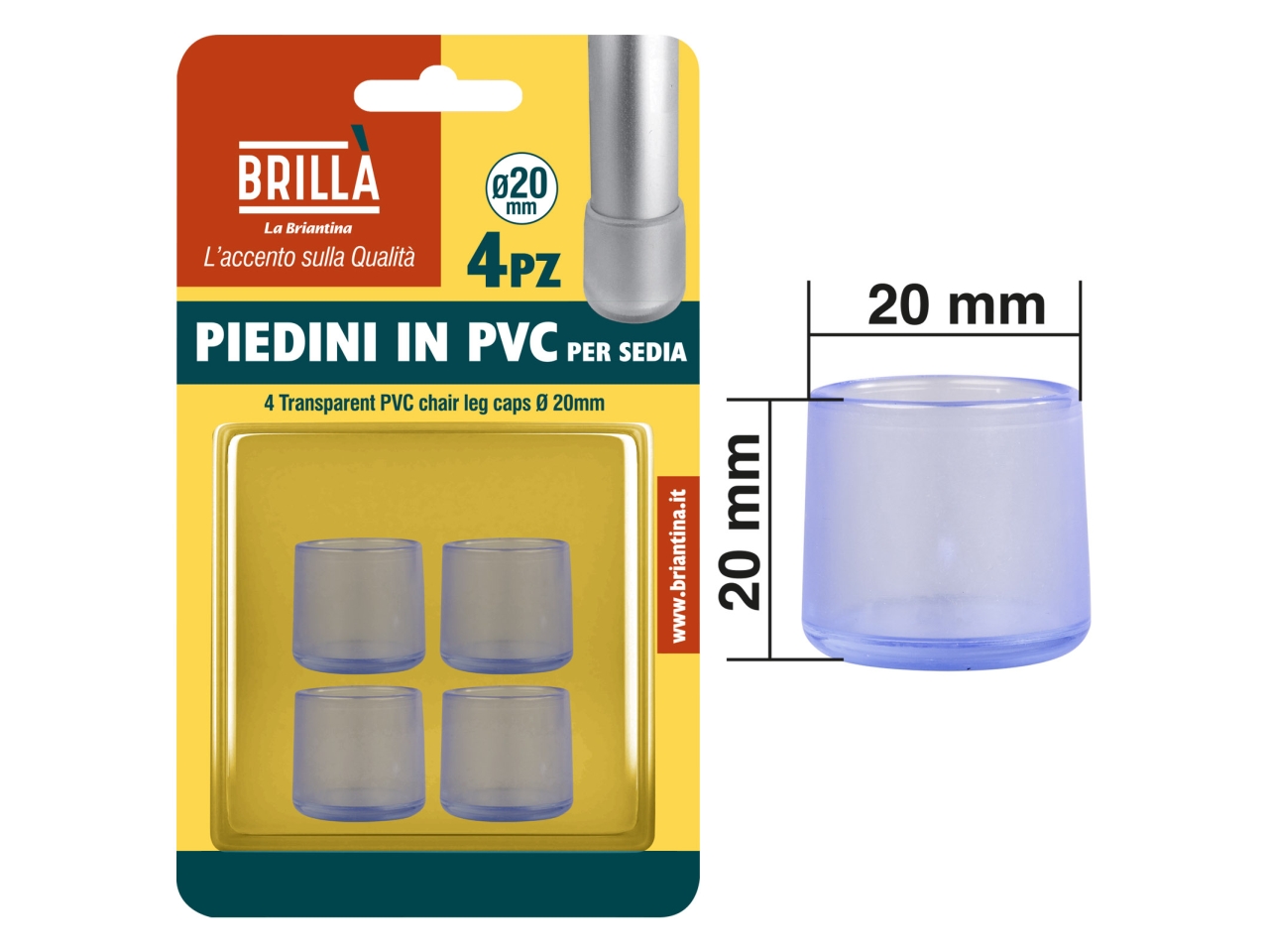PIEDINI TRASPARENTI SEDIE 4 PZ D.20MM PIE08180A