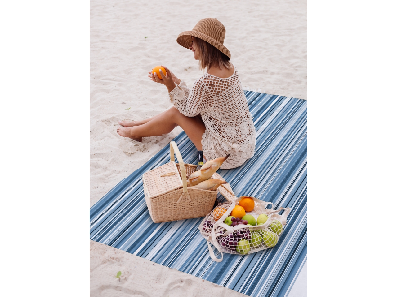 TELO PIC NIC 200X200CM RIGATO BLU TPK 25P03 34