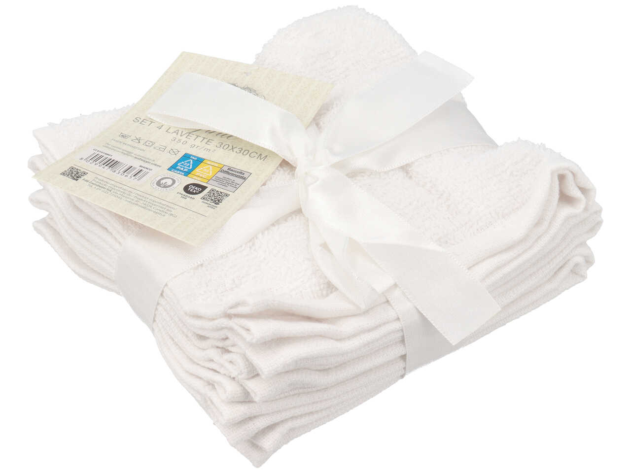 SOPHIE SET 4 LAVETTE 30X30CM BIANCO 01018801