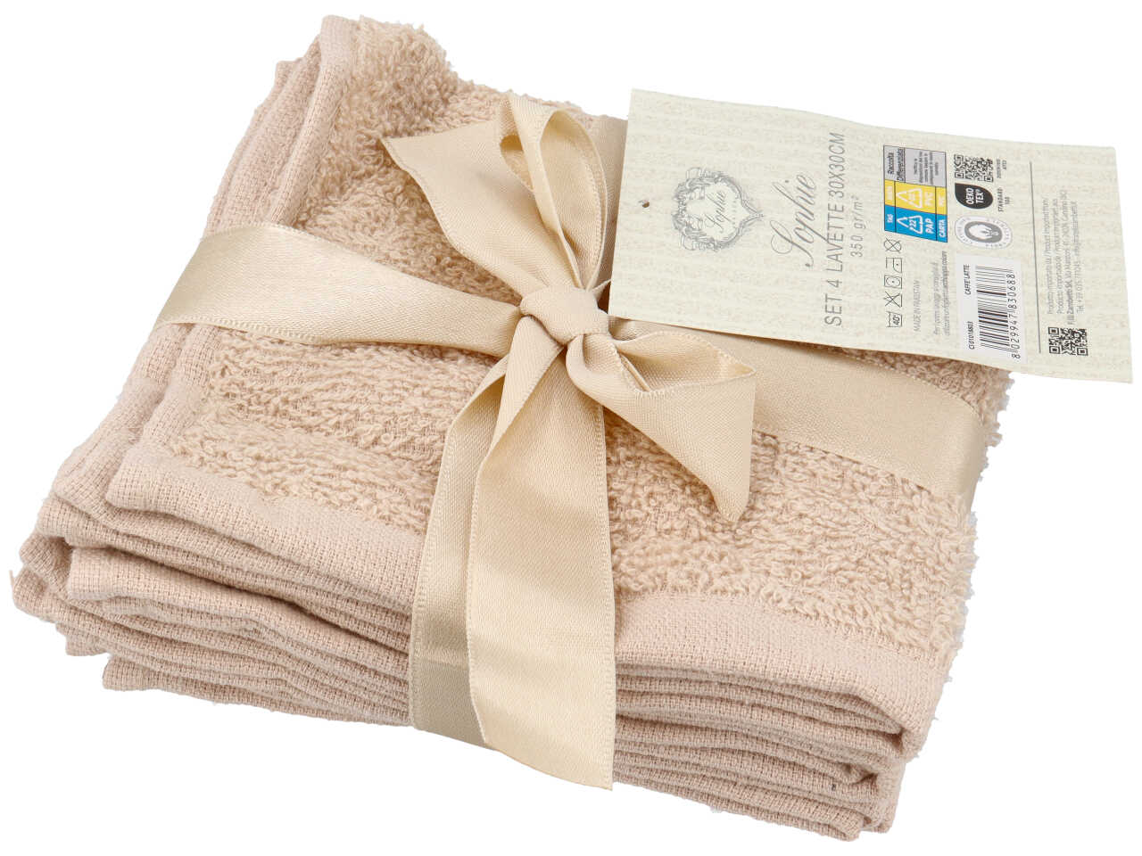 SOPHIE SET 4 LAVETTE 30X30CM CAFFELATTE 01018803