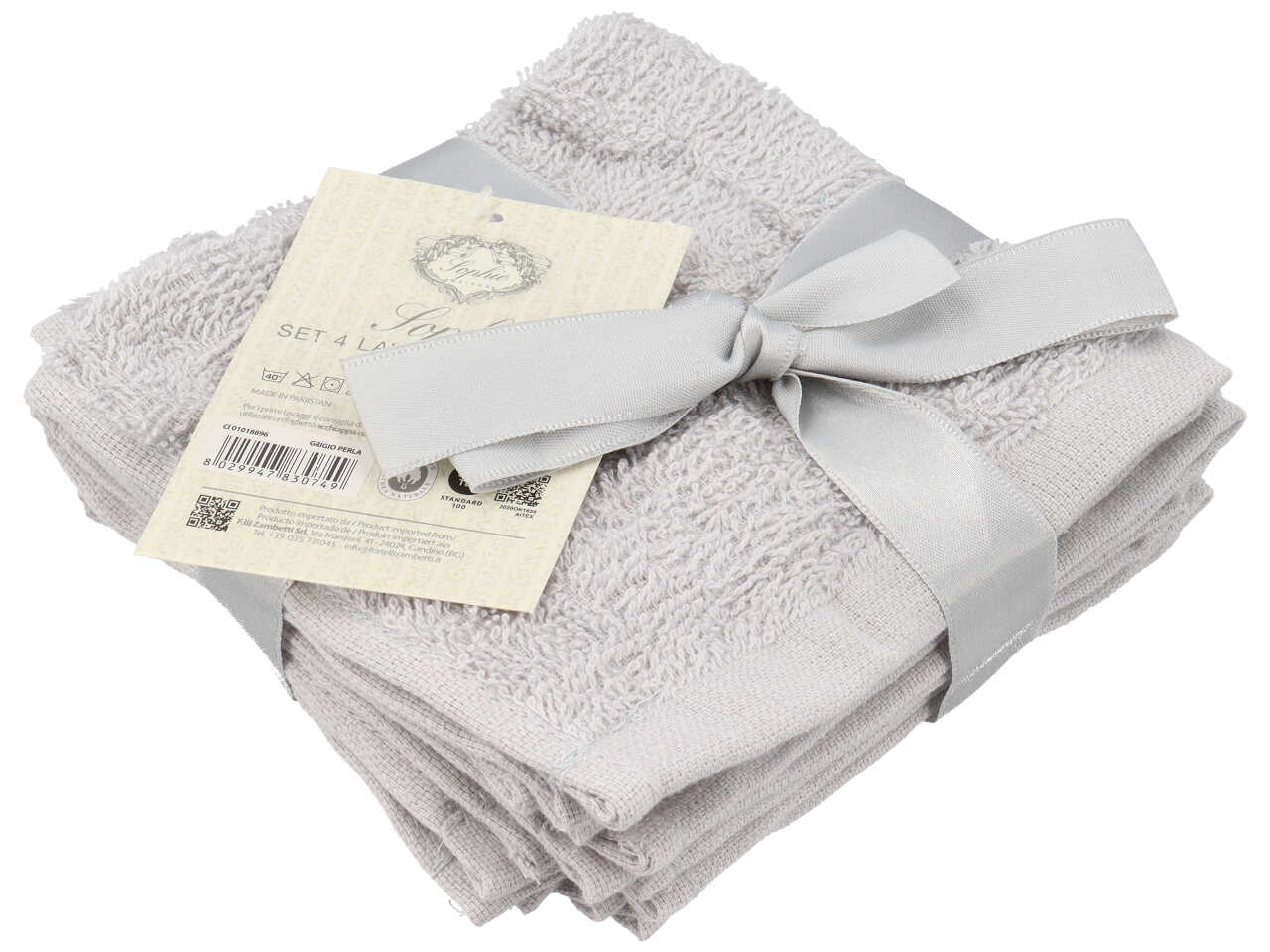 SOPHIE SET 4 LAVETTE 30X30CM GRIGIO PERLA 01018896