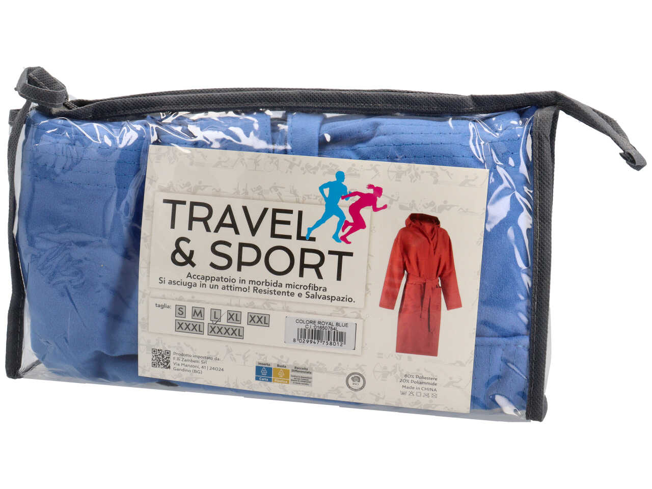 TRAVEL ACCAPPATOIO MICROFIBRA TG.L BLU 01650754L