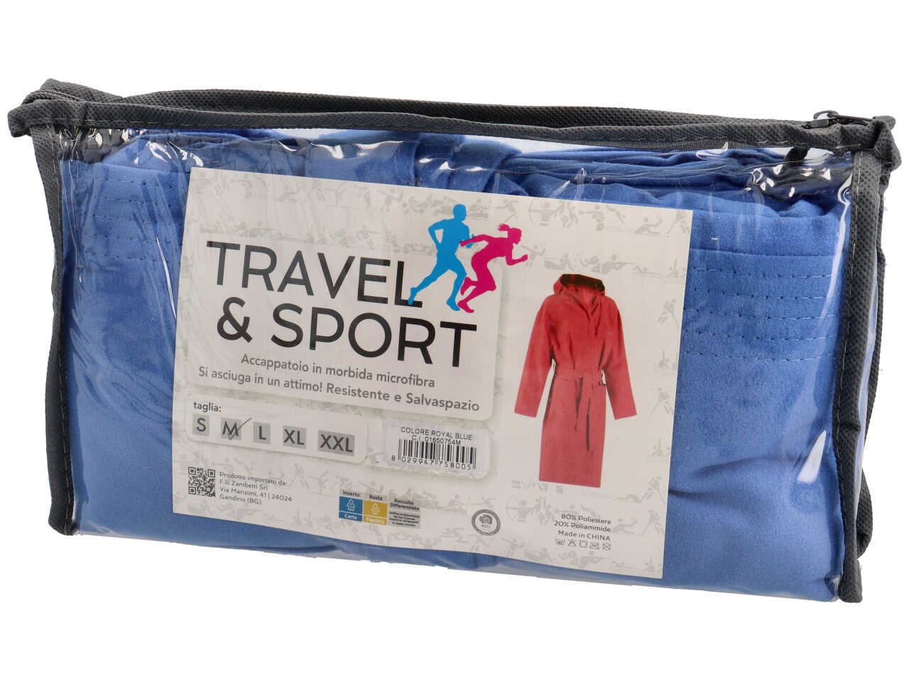 TRAVEL ACCAPPATOIO MICROFIBRA TG.M BLU 01650754M TRAVEL ACCAPPATOIO MICROFIBRA TG.M BLU 01650754M