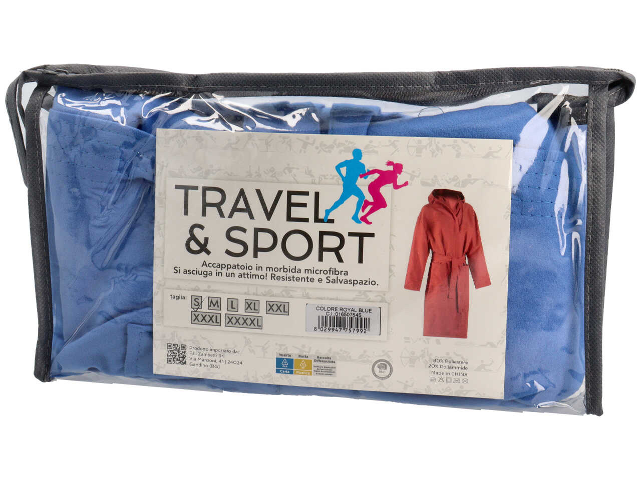 TRAVEL ACCAPPATOIO MICROFIBRA TG.S BLU 01650754S TRAVEL ACCAPPATOIO MICROFIBRA TG.S BLU 01650754S