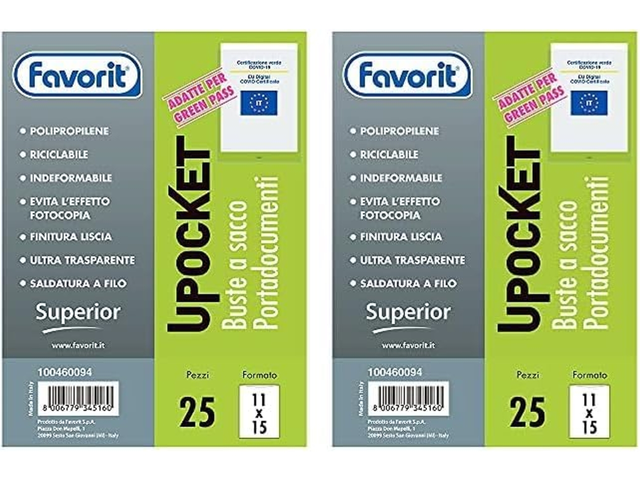 BUSTA UPOCKET 11X15CM TRASP. 25PZ 100460094