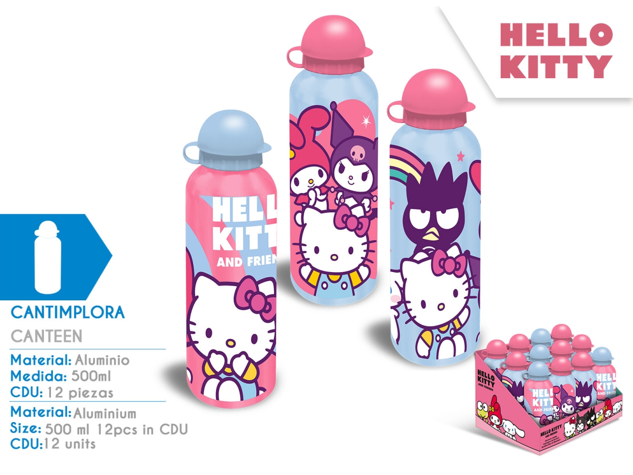 HELLO KITTY BORRACCIA ALLUMINIO 500ML 3ASS HK50205