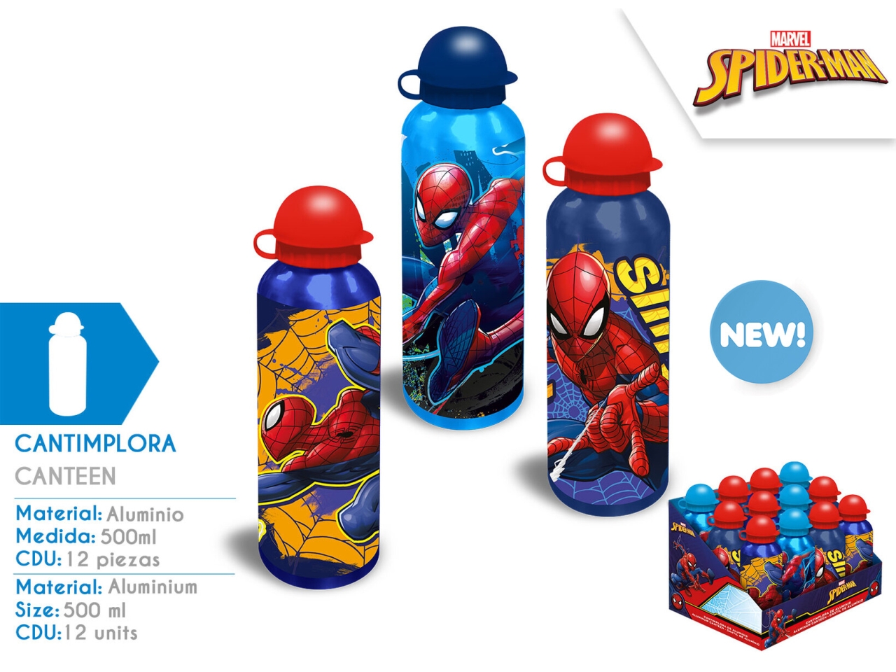 SPIDERMAN BORRACCIA ALLUMINIO 500ML 3ASS SP50072 SPIDERMAN BORRACCIA ALLUMINIO 500ML 3ASS SP50072