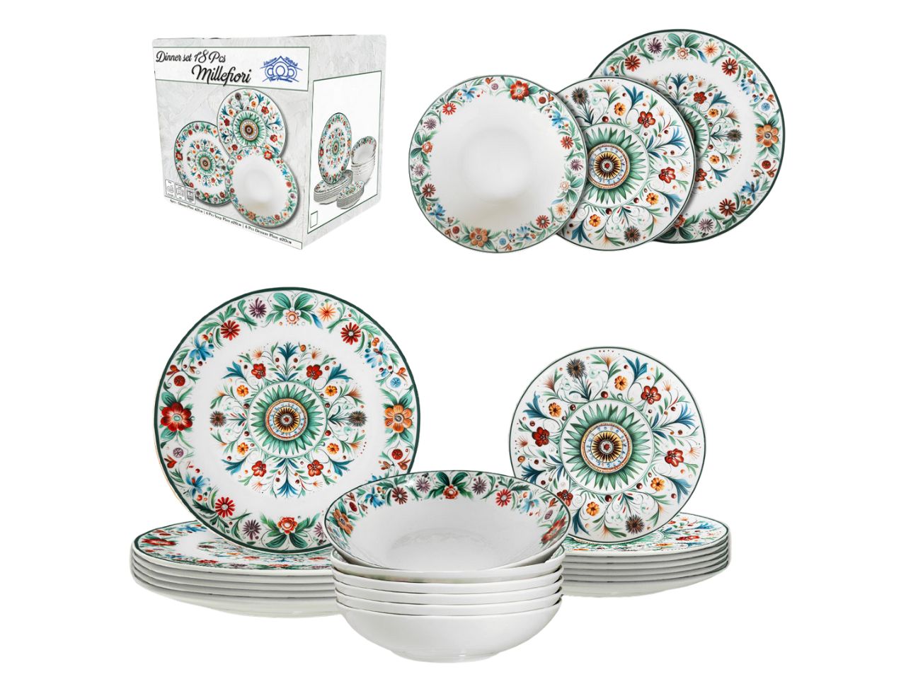 SERVIZIO PIATTI 18 PEZZI MILLEFIORI 956049