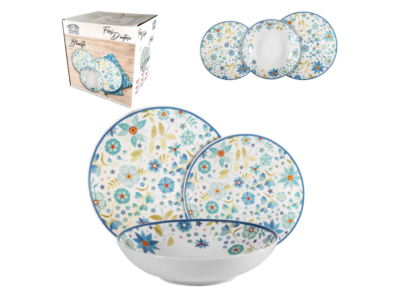 SERVIZIO PIATTI 18 PEZZI BLUARTE 956254