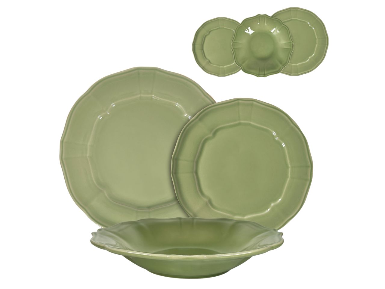SERVIZIO PIATTI 18 PEZZI BAROQUE VERDE