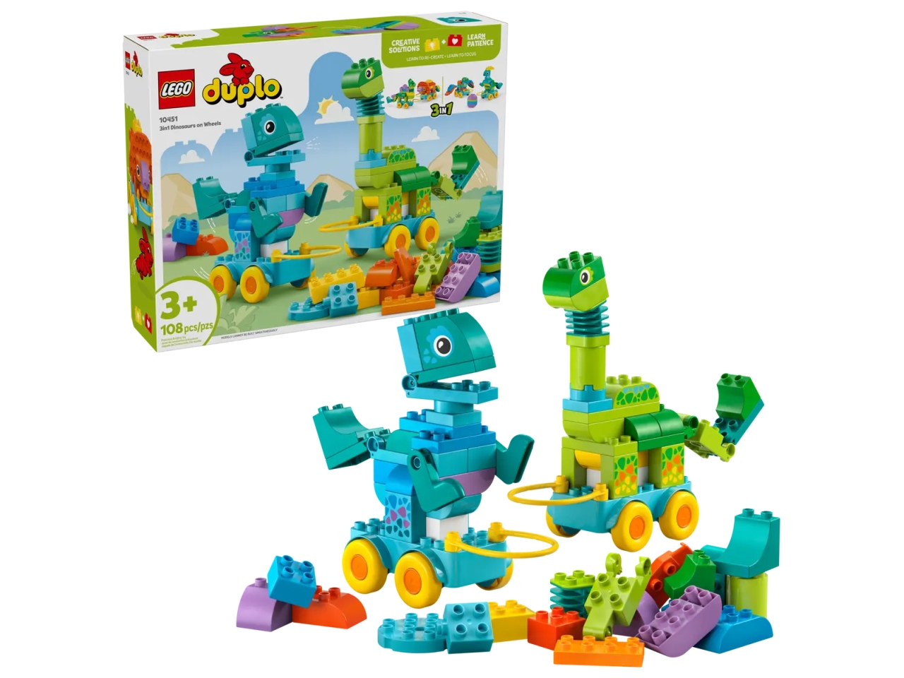 LEGO DUPLO TOWN DINOSAURI SU RUOTE 3 IN 1 10451