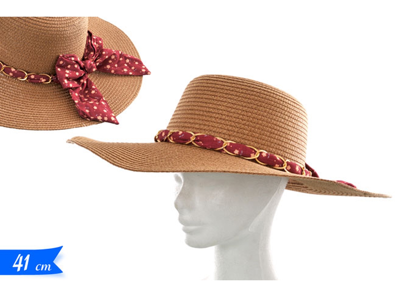 CAPPELLO PAGLIA C/FIOCCO 41X10CM 440630