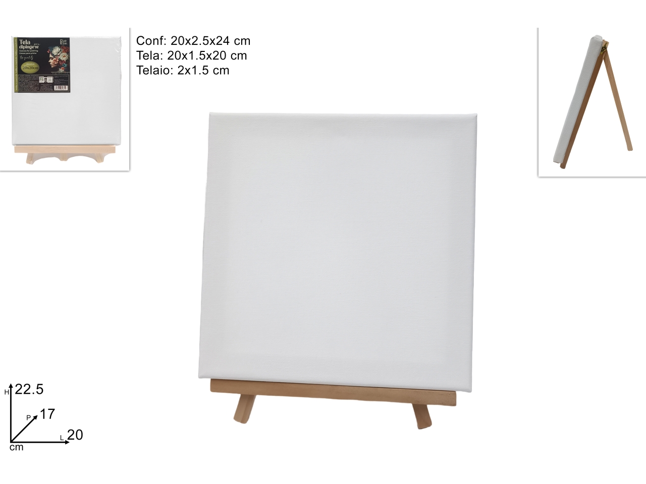 TELA 20X20CM CON CAVALLETTO IN LEGNO DSO23000081