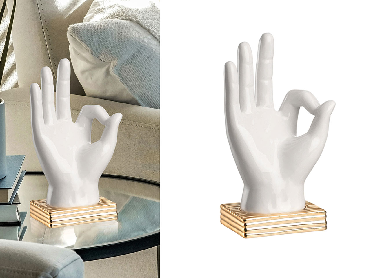 MANO DITA OK BIANCA BASE ORO 25053G