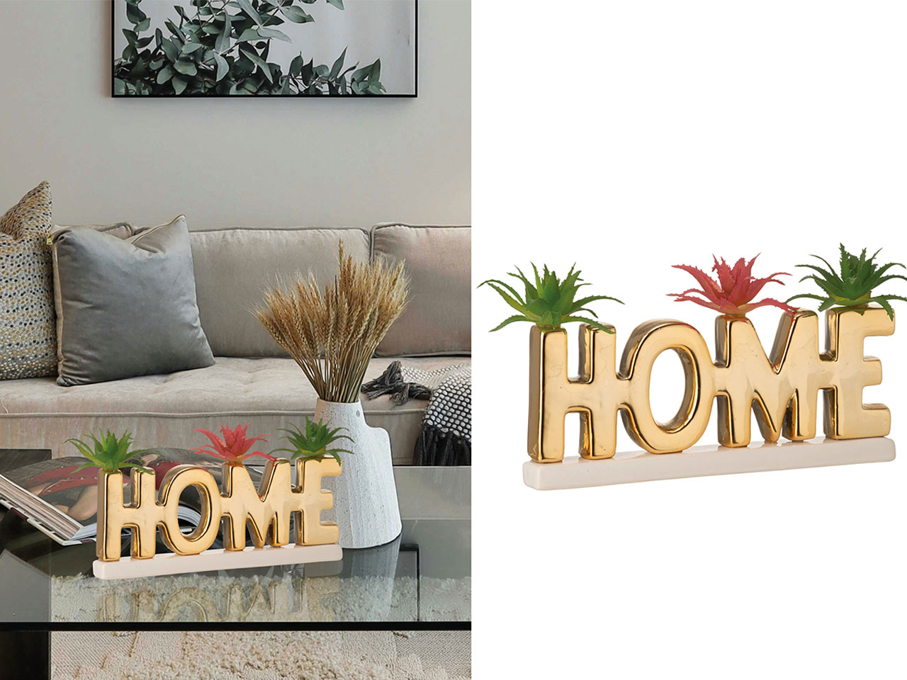SCRITTA HOME GOLD CON PIANTINE 25077G $