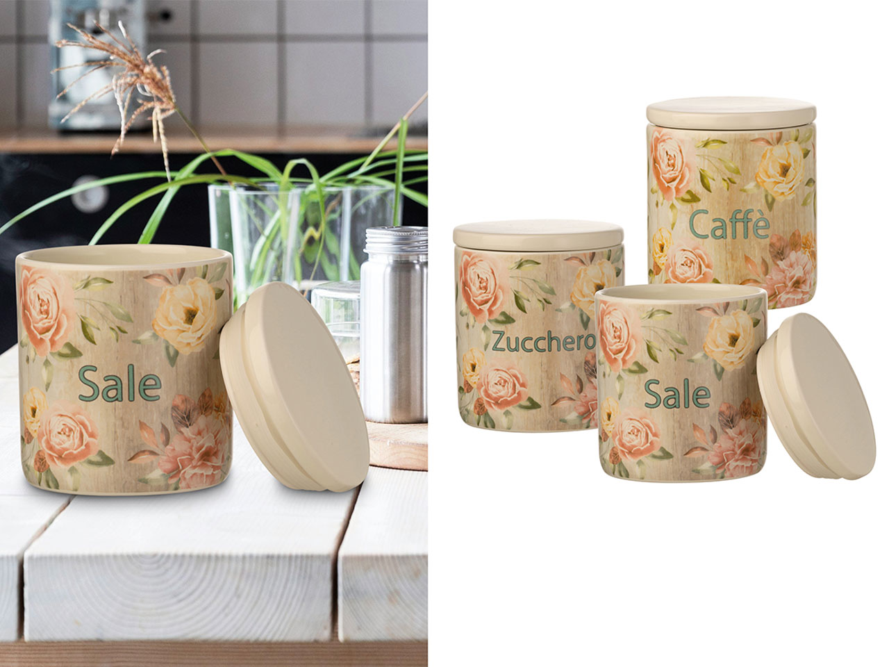 TRIS BARATTOLI CERAMICA FLOREALE BC064