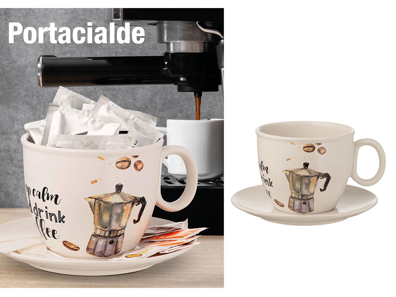 TAZZONE PORTACIALDE BIANCO CON MOKA 25030H