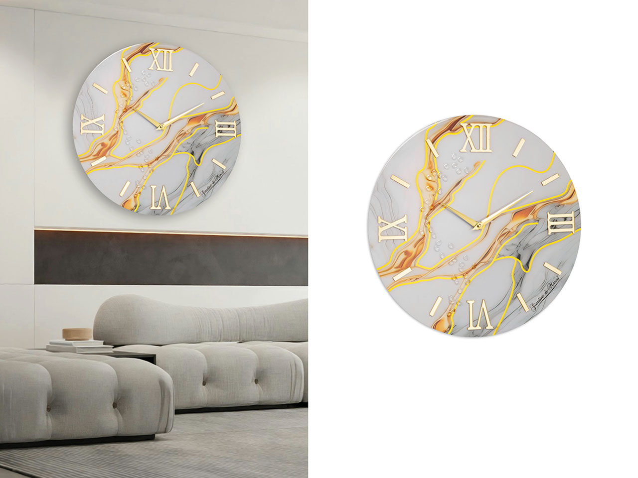 OROLOGIO DA MURO EFF. MARMO 40CM BIANCO OR044