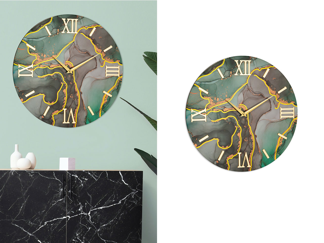 OROLOGIO DA MURO MARMO 40CM VERDE OTTANIO OR042
