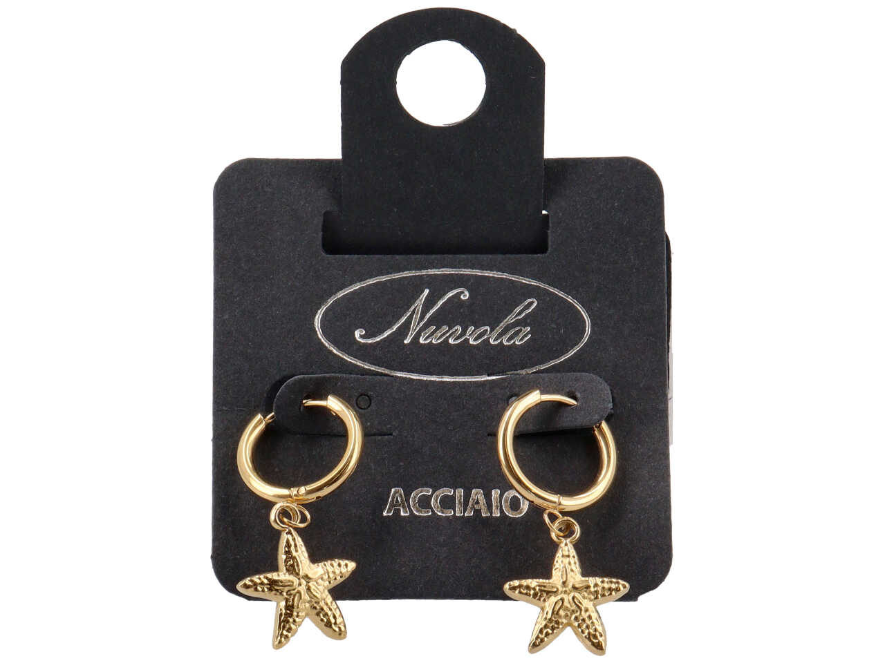 ORECCHINI CERCHIETTO 10MM CON STELLA MARINA ORO