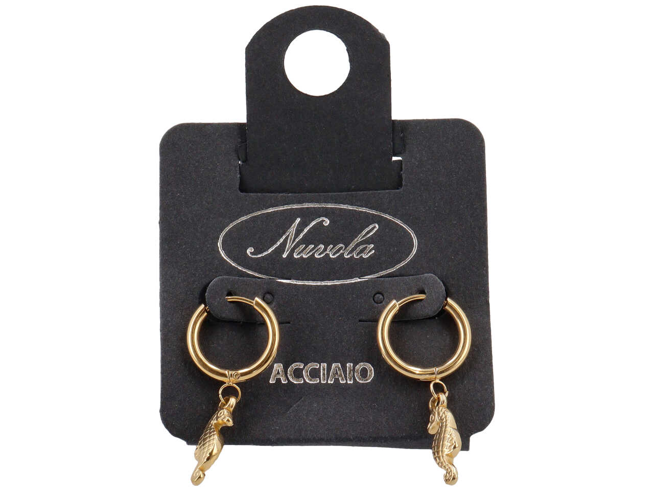 ORECCHINI CERCHIETTO 10MM C/CAVALL0 MARINO ORO