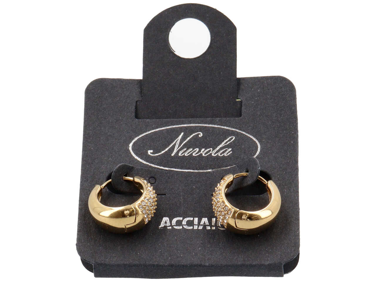 ORECCHINI CERCHIETTI CHUNKY CON PAVE’ 15MM ORO
