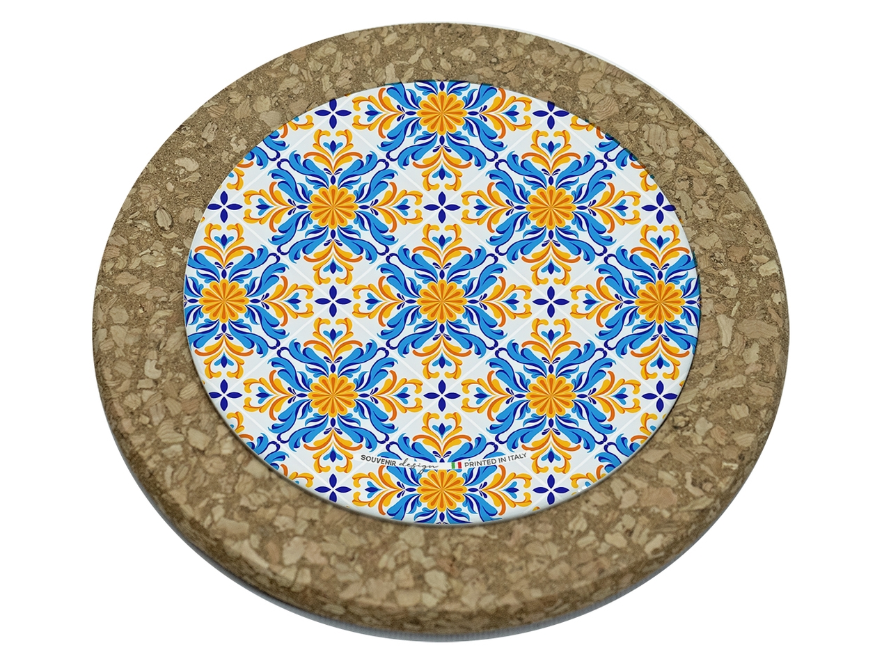 TAGLIERE TONDO SUGHERO 10,5CM AZZ./GIALLO 25GENE F TAGLIERE TONDO SUGHERO 10,5CM AZZ./GIALLO 25GENE F