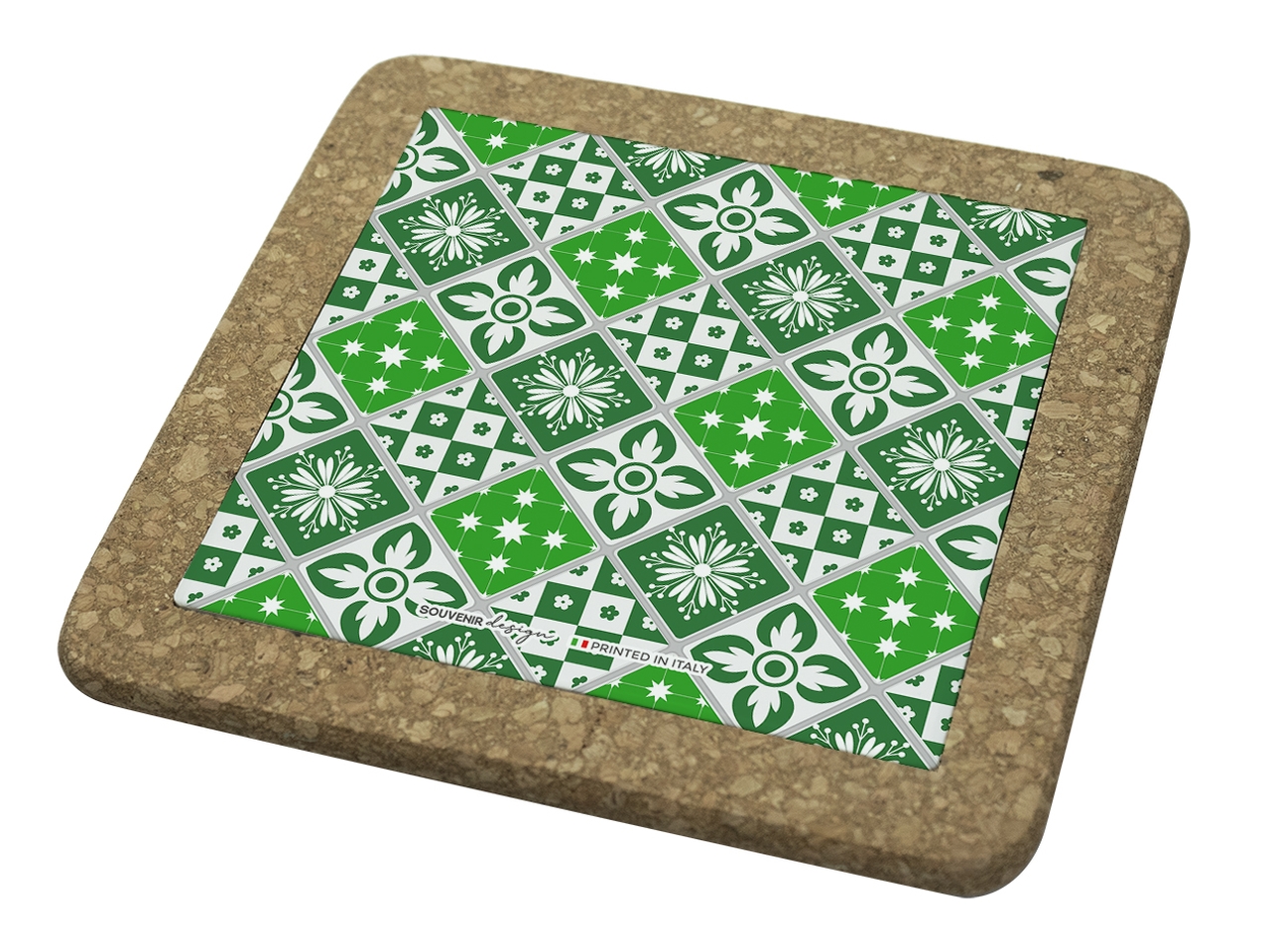 TAGLIERE QUADR. C/SUGHERO 15X15CM VERDE 21GENE E TAGLIERE QUADR. C/SUGHERO 15X15CM VERDE 21GENE E