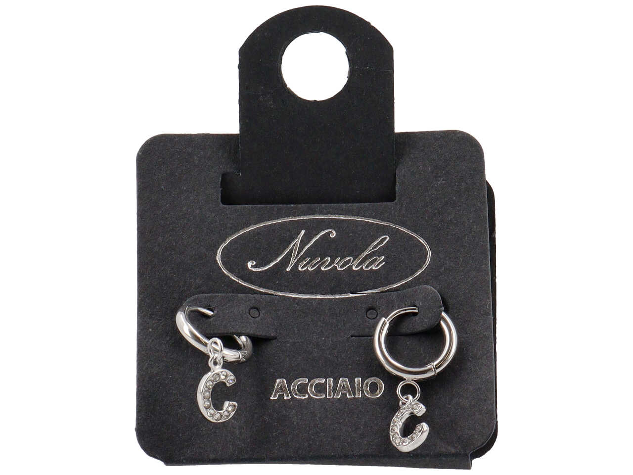 ORECCHINI CERCHIETTI 10MM C/LETTERA ZIRC C KDE10C