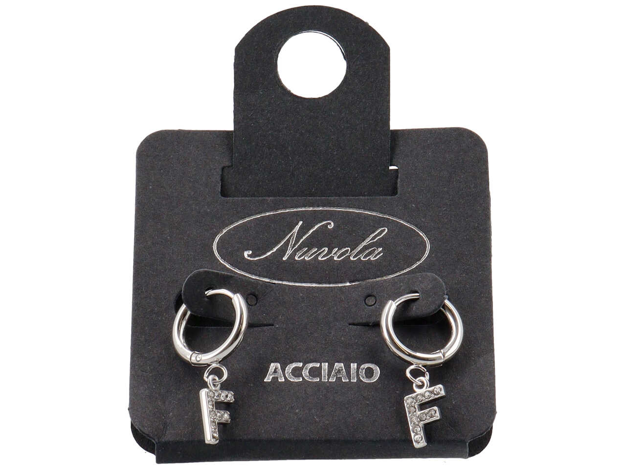 ORECCHINI CERCHIETTI 10MM C/LETTERA ZIRC F KDE10F