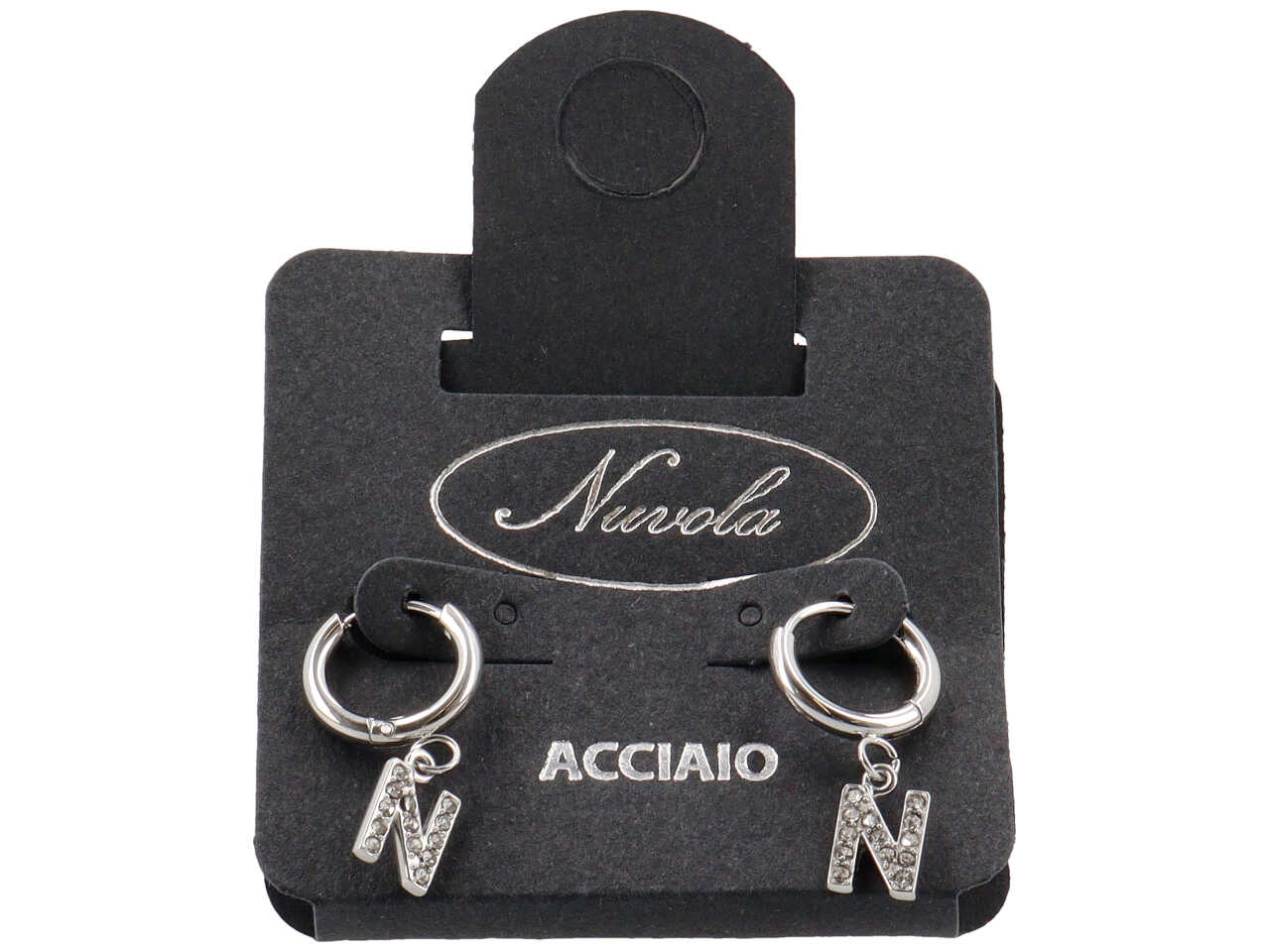 ORECCHINI CERCHIETTI 10MM C/LETTERA ZIRC N KDE10N