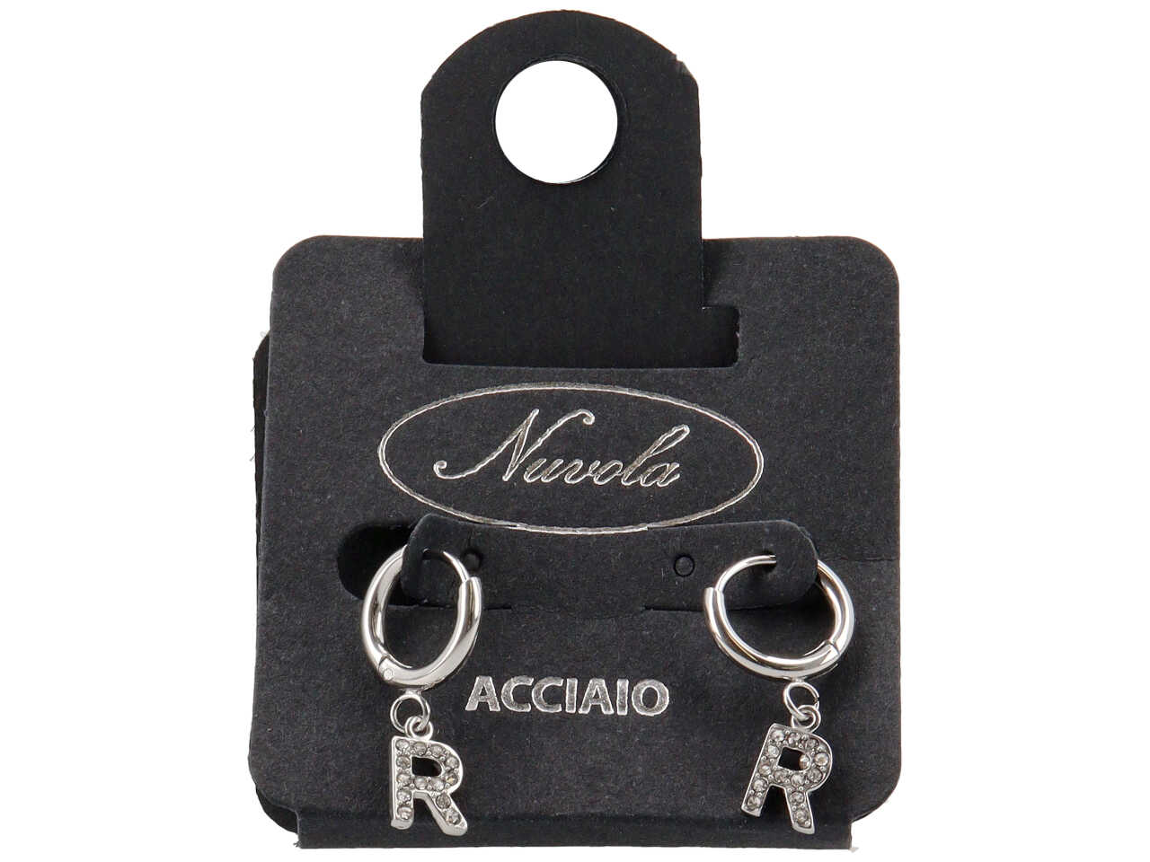 ORECCHINI CERCHIETTI 10MM C/LETTERA ZIRC R KDE10R