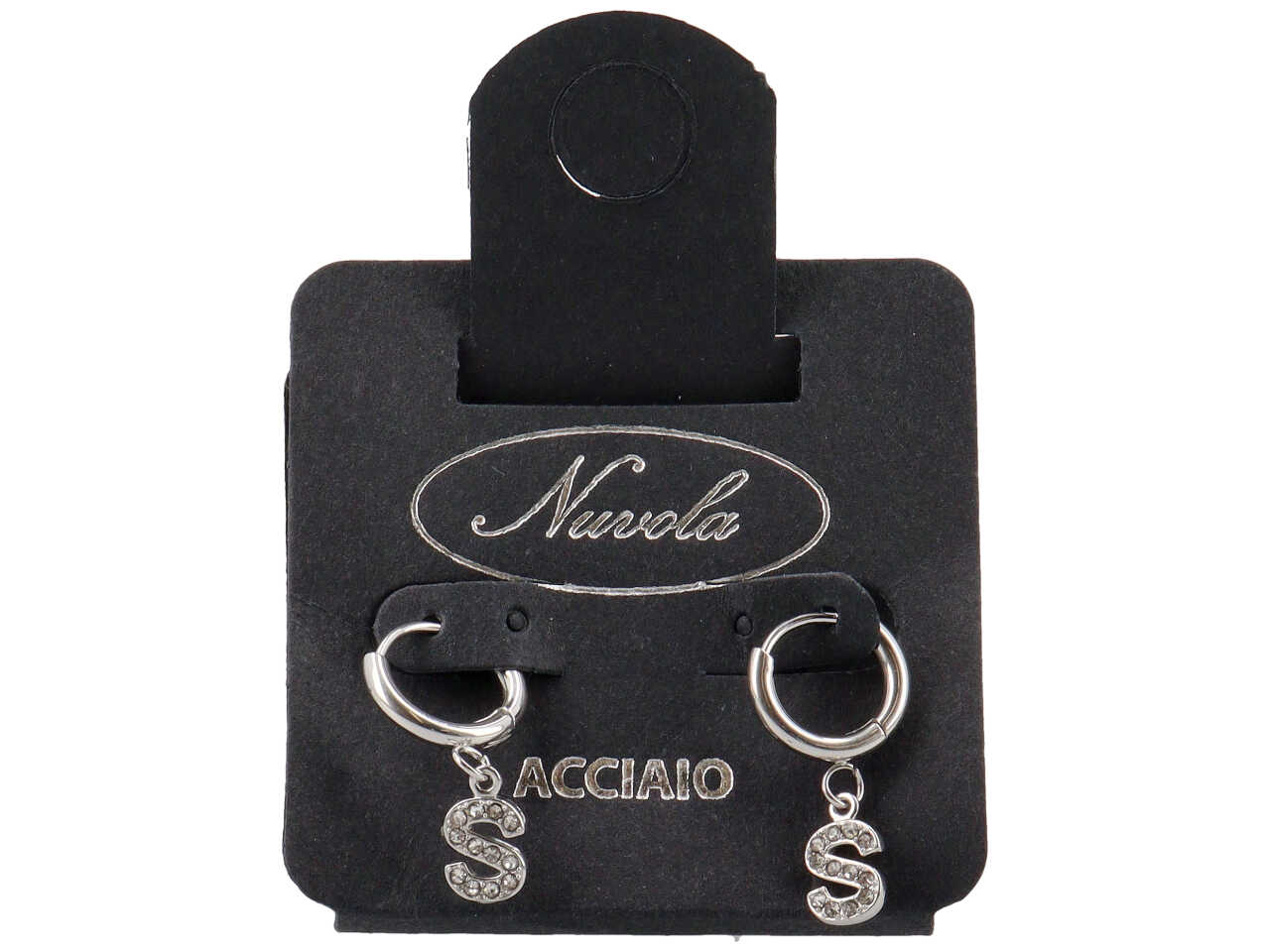 ORECCHINI CERCHIETTI 10MM C/LETTERA ZIRC S KDE10S