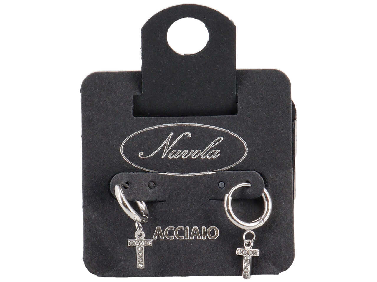 ORECCHINI CERCHIETTI 10MM C/LETTERA ZIRC T KDE10T