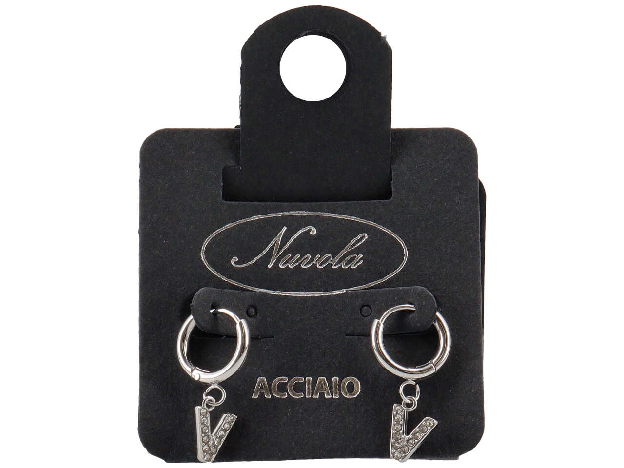 ORECCHINI CERCHIETTI 10MM C/LETTERA ZIRC V KDE10V