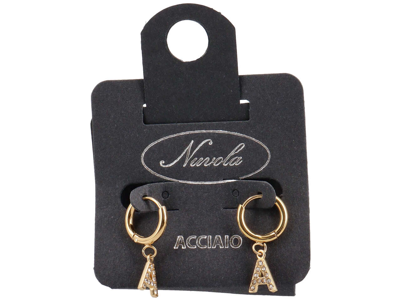 ORECCHINI CERCHIETTI 10MM C/LETT.ORO ZIRC A KDE20A