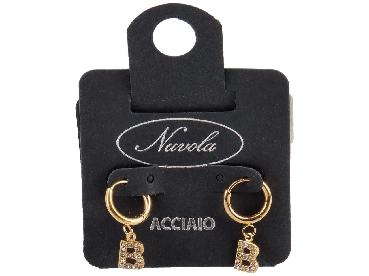 ORECCHINI CERCHIETTI 10MM C/LETT.ORO ZIRC B KDE20B