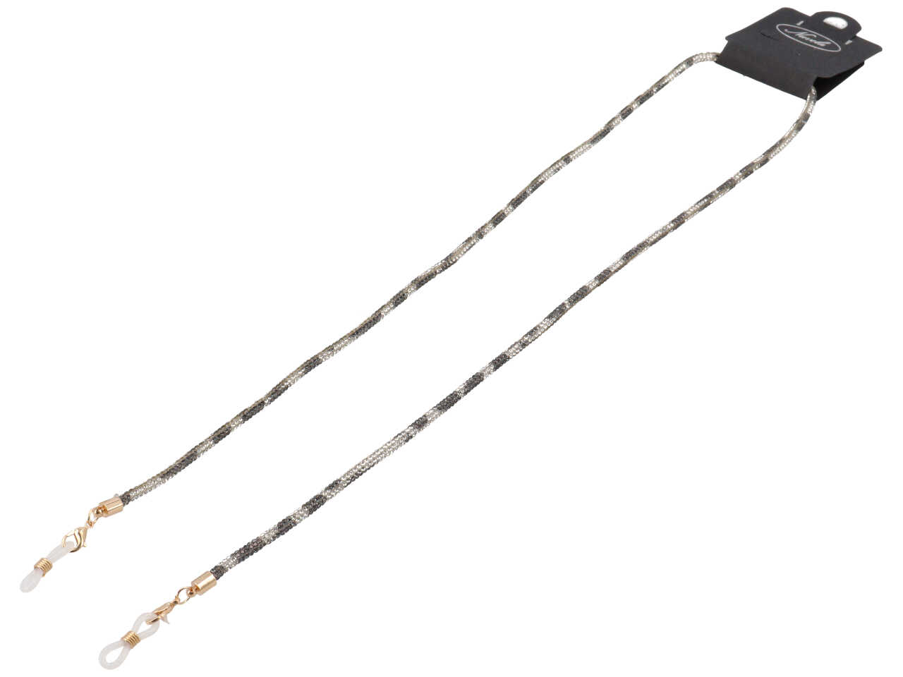 LACCIO PER OCCHIALI STRASS ARGENTO E NERO FYLOC1AN