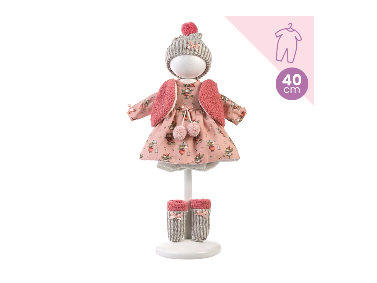 ABITO FIORATO ROSA ANTICO CAPPELLO 40CM LLOV954039