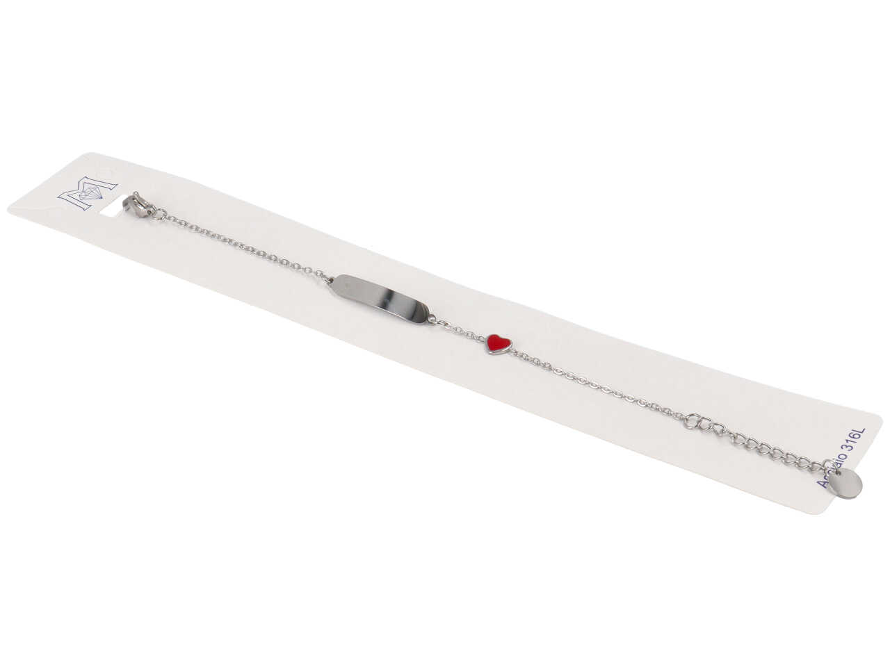 BRACCIALE ACCIAIO PIASTRA E CUORE ACBR2012