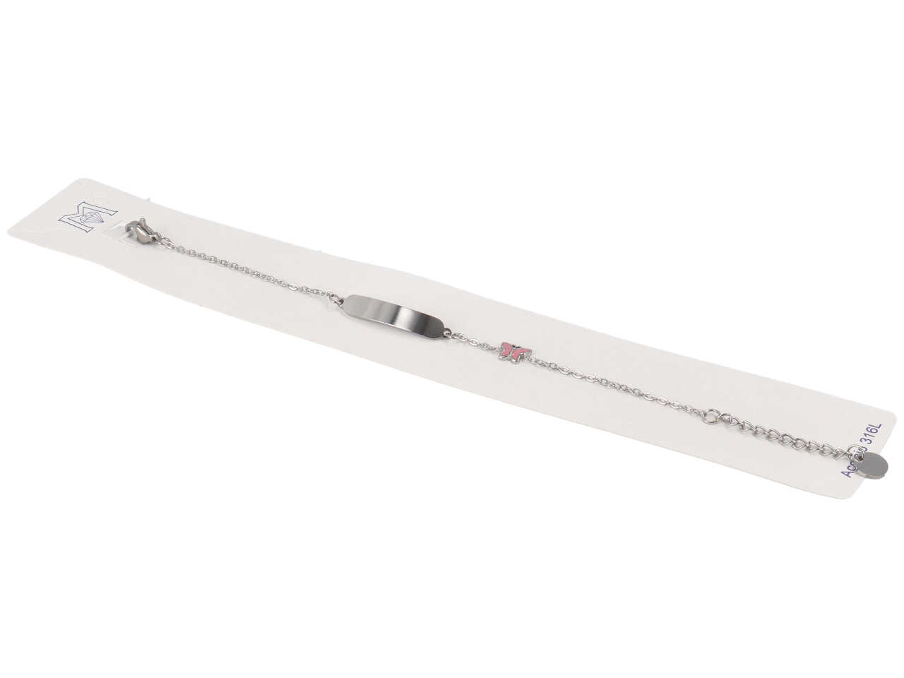 BRACCIALE ACCIAIO PIASTRA E FARFALLA ACBR2013