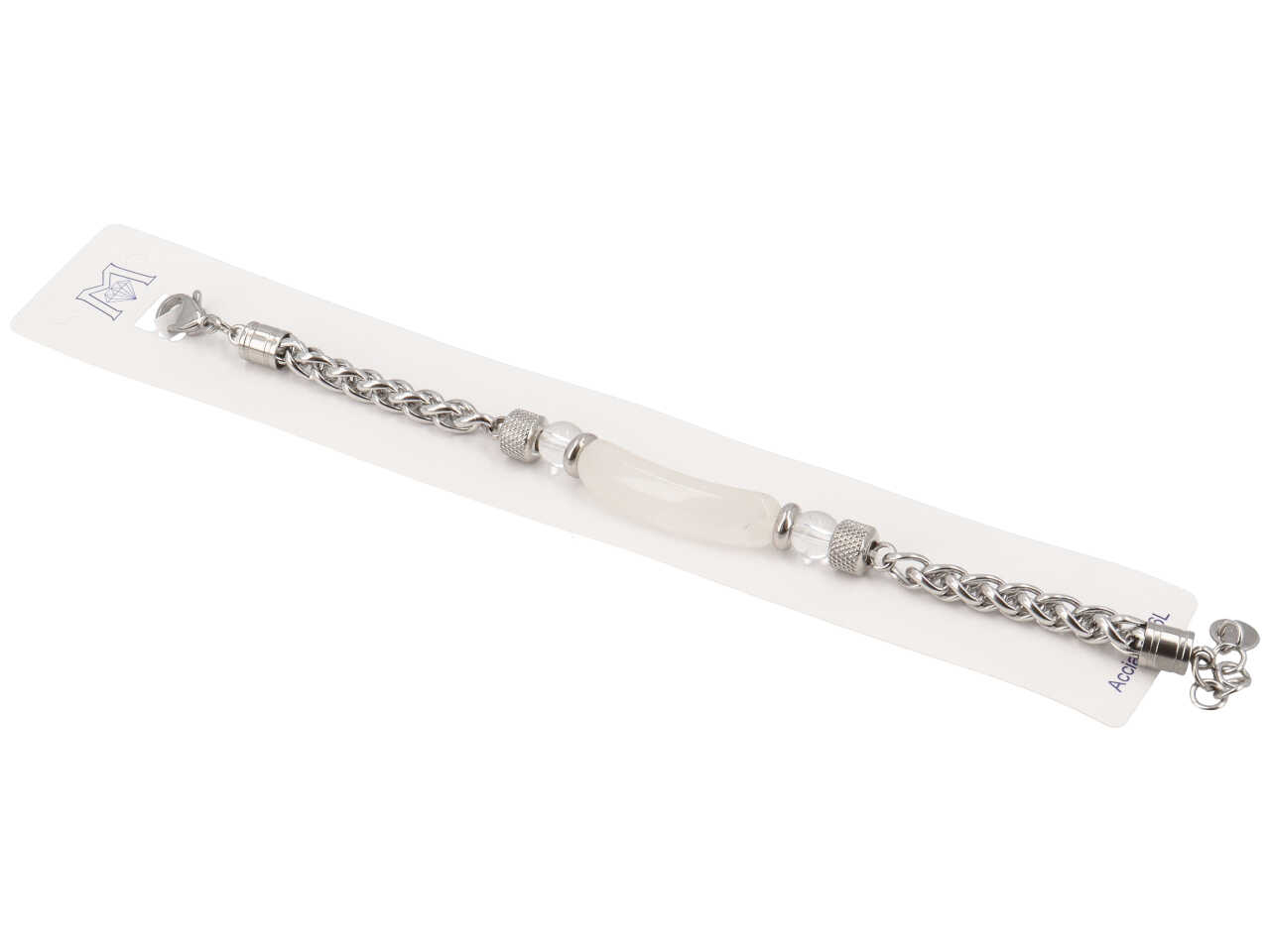 BRACCIALE ACCIAIO PIASTRA PIETRA BIANCA ACBR2128 BRACCIALE ACCIAIO PIASTRA PIETRA BIANCA ACBR2128