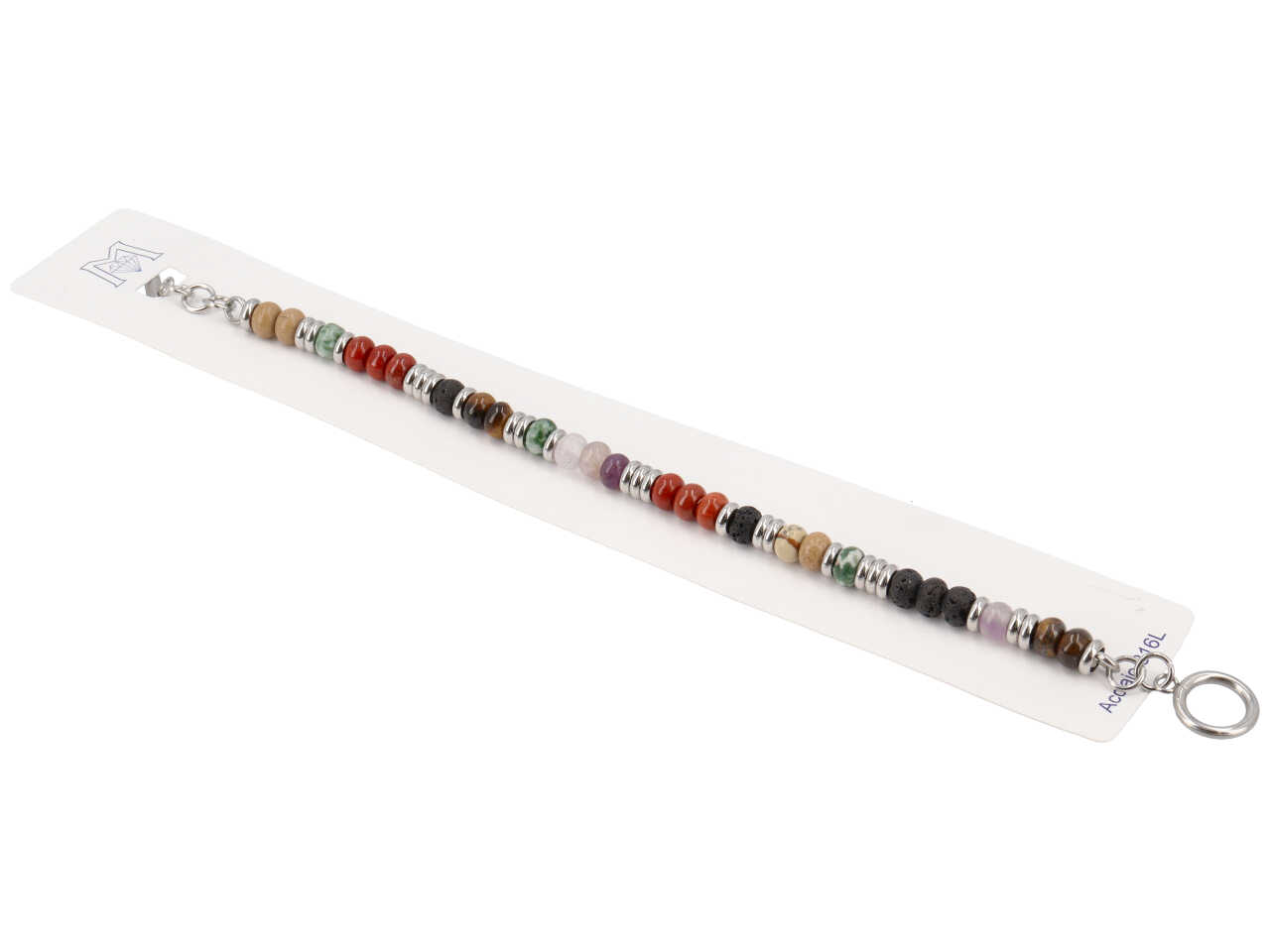 BRACCIALE PIETRE MULTICOLORE ACCIAIO ACBR2049