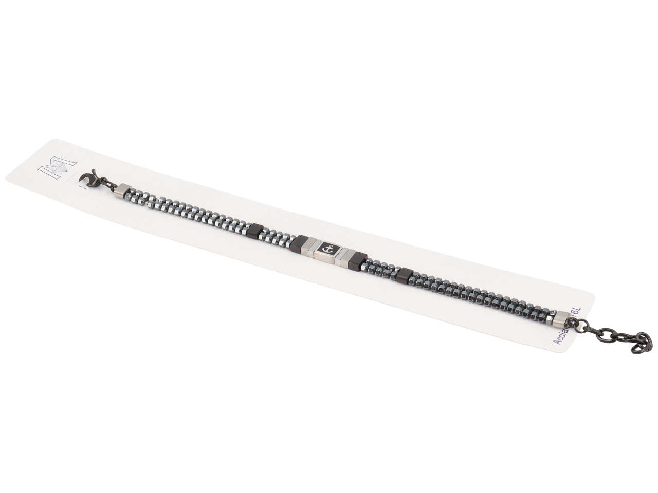 BRACCIALE 2 FILI EMATITE P. NERA C/ANCORA ACBR2132 BRACCIALE 2 FILI EMATITE P. NERA C/ANCORA ACBR2132