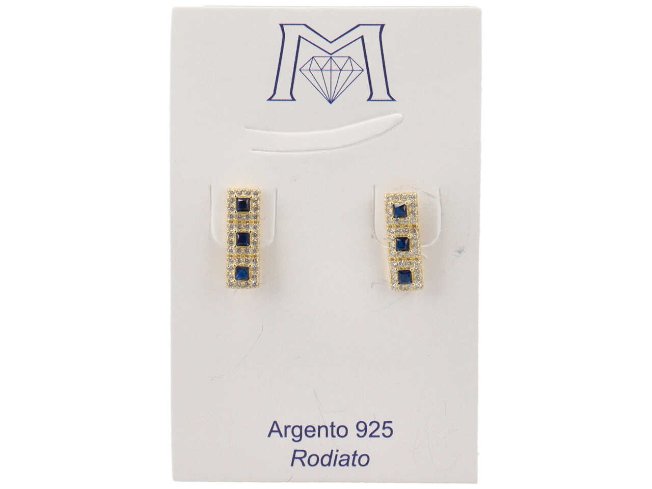 ORECCHINI DORATI 3 QUADRATI NERI OR4987N